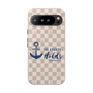 Anchor Holds Phone Case | Nautical Anchor Pattern, Checkered Scripture Design