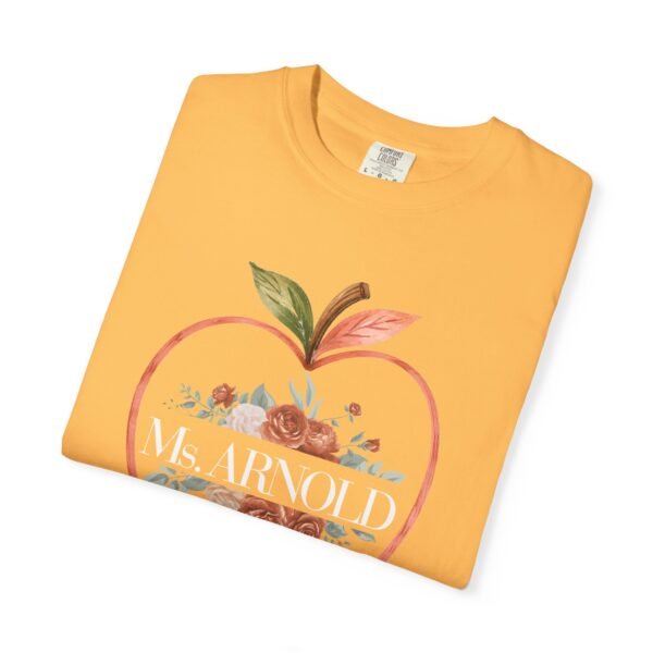 10282760837006323027_2048-1.jpeg Teacher Peach T-Shirt — "Ms. ARNOLD" Personalized Floral Apple Tee