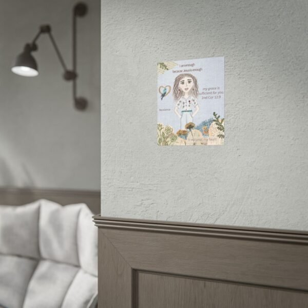 Christian Encouragement Poster — “I am enough because Jesus is enough” Inspirational Faith Art