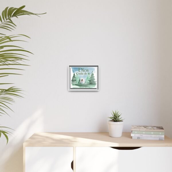 Dios Cuida de Ti Framed Canvas Print — Psalm 121:7-8 Spanish Faith Wall Art