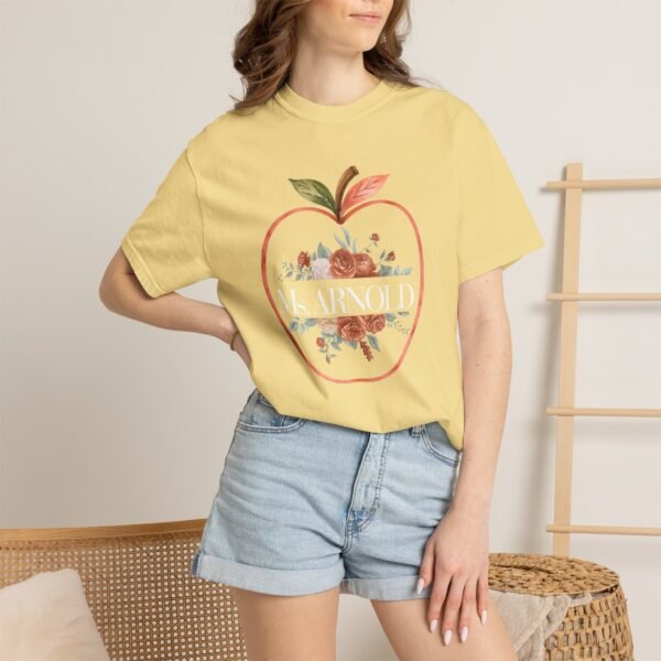 11545679852270823859_2048-1.jpeg Teacher Peach T-Shirt — "Ms. ARNOLD" Personalized Floral Apple Tee