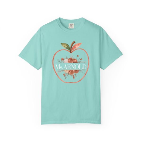 11892122205156504829_2048-1.jpeg Teacher Peach T-Shirt — "Ms. ARNOLD" Personalized Floral Apple Tee