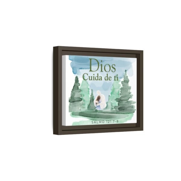 Dios Cuida de Ti Framed Canvas Print — Psalm 121:7-8 Spanish Faith Wall Art