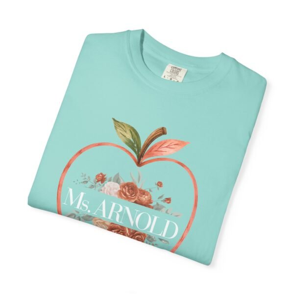 13115440589957181029_2048-1.jpeg Teacher Peach T-Shirt — "Ms. ARNOLD" Personalized Floral Apple Tee
