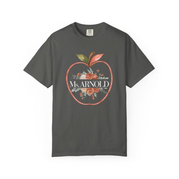 13320050339788193116_2048-1.jpeg Teacher Peach T-Shirt — "Ms. ARNOLD" Personalized Floral Apple Tee