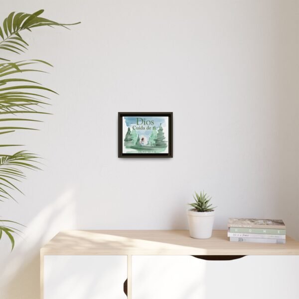 Dios Cuida de Ti Framed Canvas Print — Psalm 121:7-8 Spanish Faith Wall Art