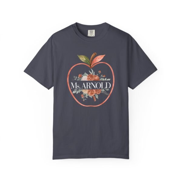 13756078186072641238_2048-1.jpeg Teacher Peach T-Shirt — "Ms. ARNOLD" Personalized Floral Apple Tee