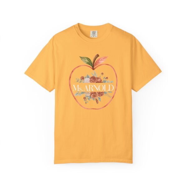 14140987652331876698_2048-1.jpeg Teacher Peach T-Shirt — "Ms. ARNOLD" Personalized Floral Apple Tee
