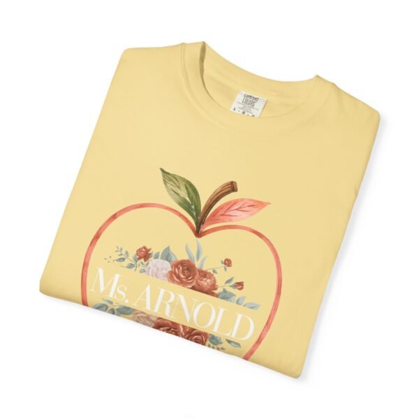 1532569478801089822_2048-1.jpeg Teacher Peach T-Shirt — "Ms. ARNOLD" Personalized Floral Apple Tee