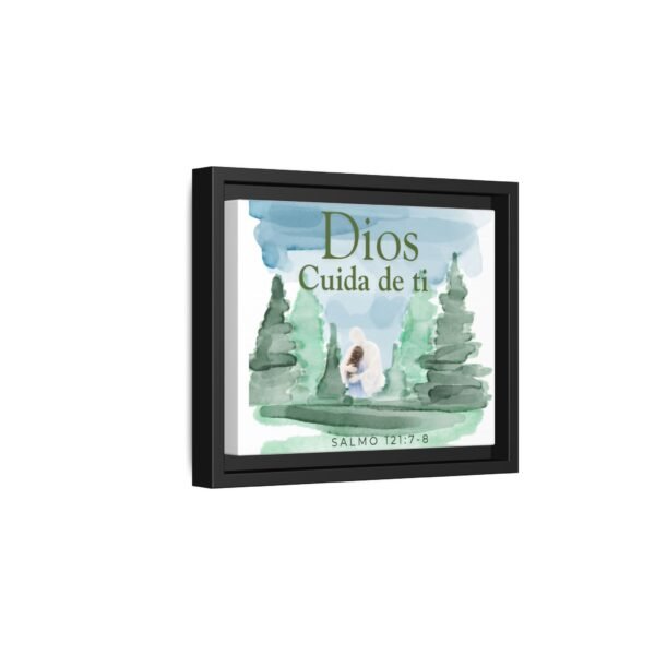 Dios Cuida de Ti Framed Canvas Print — Psalm 121:7-8 Spanish Faith Wall Art