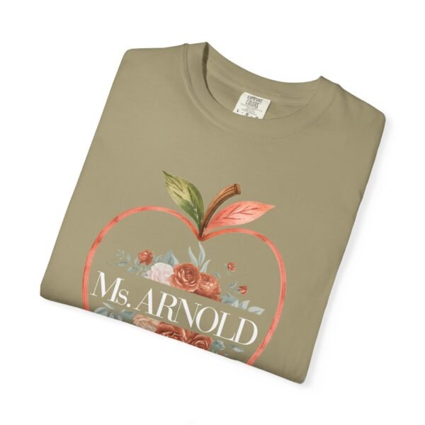 15852958673404761980_2048-1.jpeg Teacher Peach T-Shirt — "Ms. ARNOLD" Personalized Floral Apple Tee
