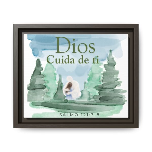 Dios Cuida de Ti Framed Canvas Print — Psalm 121:7-8 Spanish Faith Wall Art