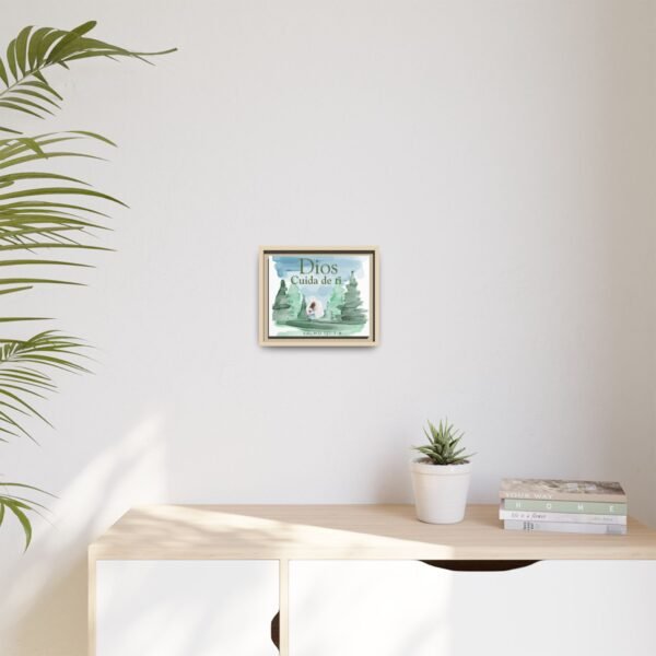 Dios Cuida de Ti Framed Canvas Print — Psalm 121:7-8 Spanish Faith Wall Art