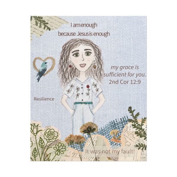 Christian Encouragement Poster — “I am enough because Jesus is enough” Inspirational Faith Art