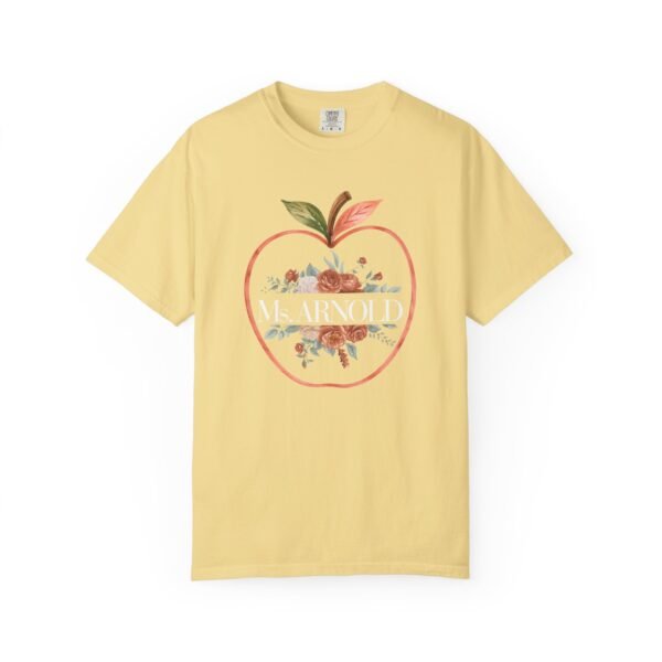 303686253091666383_2048-1.jpeg Teacher Peach T-Shirt — "Ms. ARNOLD" Personalized Floral Apple Tee