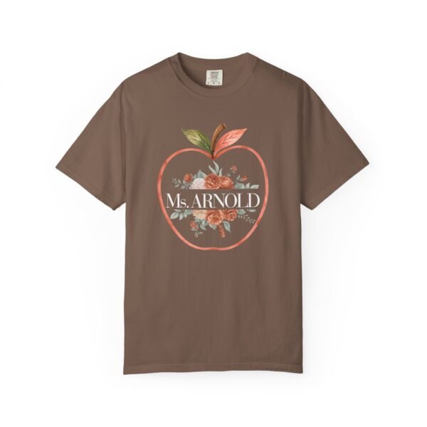 4909957498212143316_2048-1.jpeg Teacher Peach T-Shirt — "Ms. ARNOLD" Personalized Floral Apple Tee