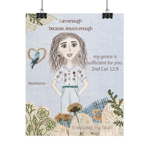 Christian Encouragement Poster — “I am enough because Jesus is enough” Inspirational Faith Art