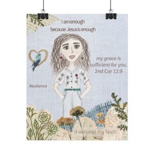 5674473609061847014_2048.jpeg Christian Encouragement Poster — “I am enough because Jesus is enough” Inspirational Faith Art