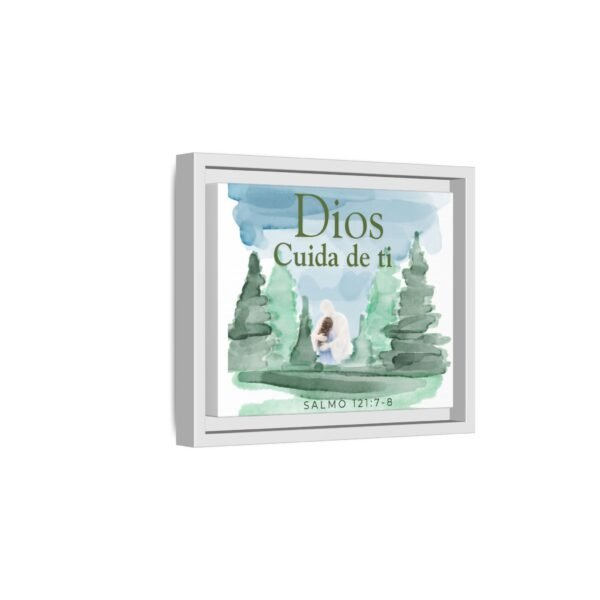 Dios Cuida de Ti Framed Canvas Print — Psalm 121:7-8 Spanish Faith Wall Art