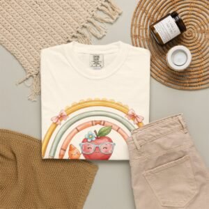 6518502775820683547_2048-2.jpeg Teacher Apple Rainbow T-Shirt — Cute Back-to-School Gift for Educators