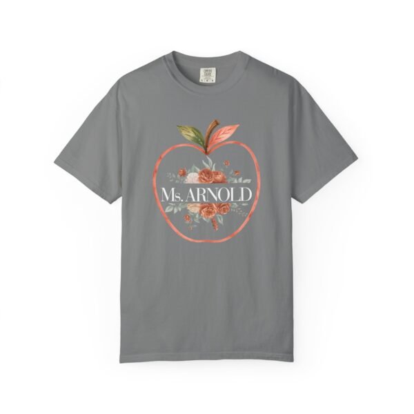 6593161863860834704_2048-1.jpeg Teacher Peach T-Shirt — "Ms. ARNOLD" Personalized Floral Apple Tee