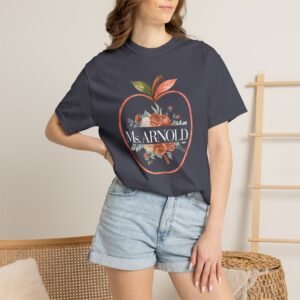 7530592088314790310_2048-1.jpeg Teacher Peach T-Shirt — "Ms. ARNOLD" Personalized Floral Apple Tee