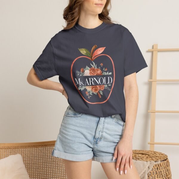 7530592088314790310_2048-1.jpeg Teacher Peach T-Shirt — "Ms. ARNOLD" Personalized Floral Apple Tee
