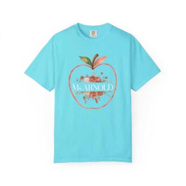 7761151797910355008_2048-1.jpeg Teacher Peach T-Shirt — "Ms. ARNOLD" Personalized Floral Apple Tee