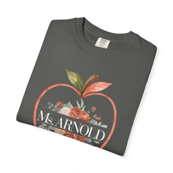 8580567913991000555_2048-1.jpeg Teacher Peach T-Shirt — "Ms. ARNOLD" Personalized Floral Apple Tee