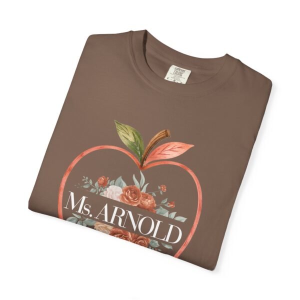 9945621382405073612_2048-1.jpeg Teacher Peach T-Shirt — "Ms. ARNOLD" Personalized Floral Apple Tee