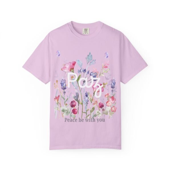 11913543054792760446_2048.jpeg Paz Floral T-Shirt – 'Peace Be With You' Garden Graphic Tee