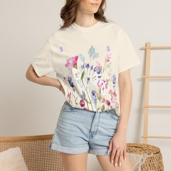 16849521394289045188_2048.jpeg Paz Floral T-Shirt – 'Peace Be With You' Garden Graphic Tee