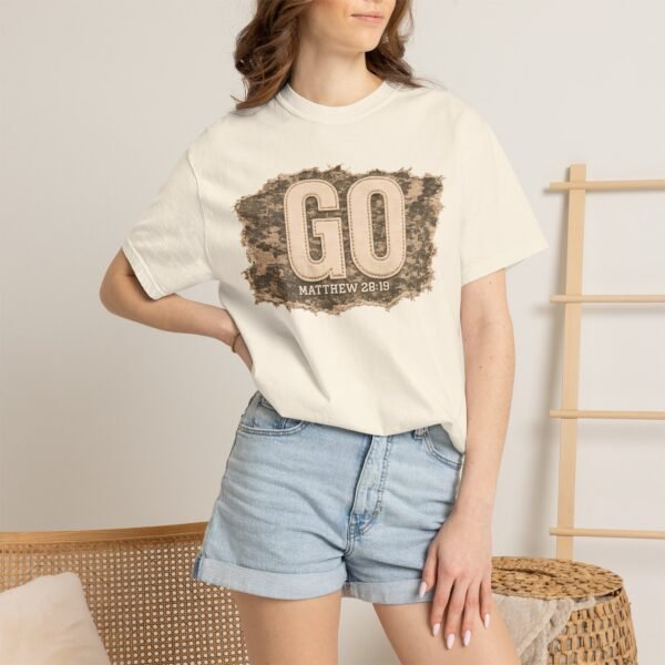 GO Matthew 28:19 Christian T-Shirt | Vintage Faith Shirt | Mission Trip Shirt | Great Commission Tee | Outdoor Christian Graphic Tee | Unisex Gift