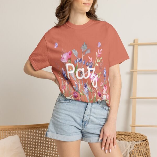 2289693452157093686_2048.jpeg Paz Floral T-Shirt – 'Peace Be With You' Garden Graphic Tee