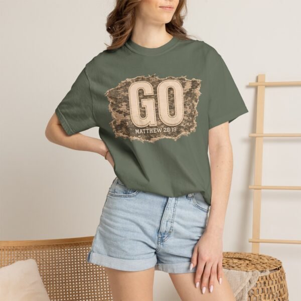 GO Matthew 28:19 Christian T-Shirt | Vintage Faith Shirt | Mission Trip Shirt | Great Commission Tee | Outdoor Christian Graphic Tee | Unisex Gift