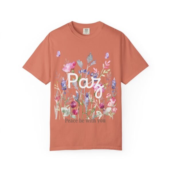4014860081793056256_2048.jpeg Paz Floral T-Shirt – 'Peace Be With You' Garden Graphic Tee