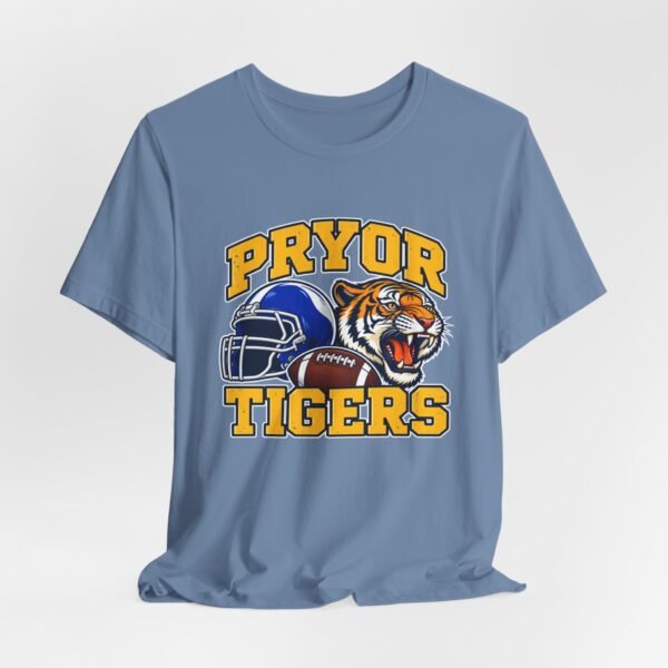 Pryor Tigers Football Tee — Vintage Helmet & Tiger Mascot