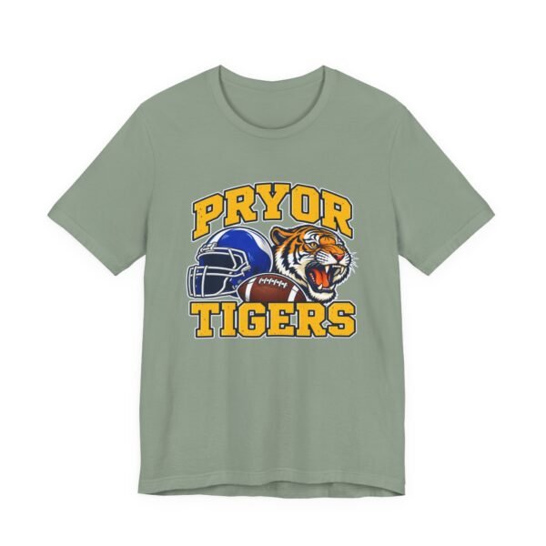 Pryor Tigers Football Tee — Vintage Helmet & Tiger Mascot