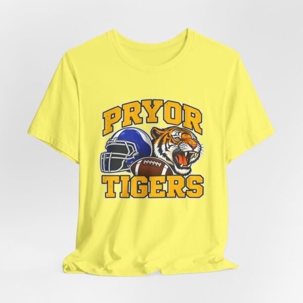 Pryor Tigers Football Tee — Vintage Helmet & Tiger Mascot