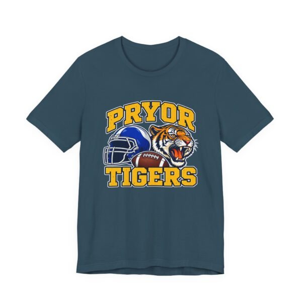 Pryor Tigers Football Tee — Vintage Helmet & Tiger Mascot