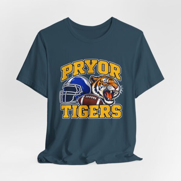 Pryor Tigers Football Tee — Vintage Helmet & Tiger Mascot