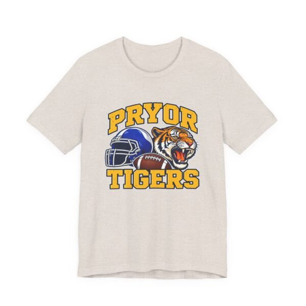 Pryor Tigers Football Tee — Vintage Helmet & Tiger Mascot