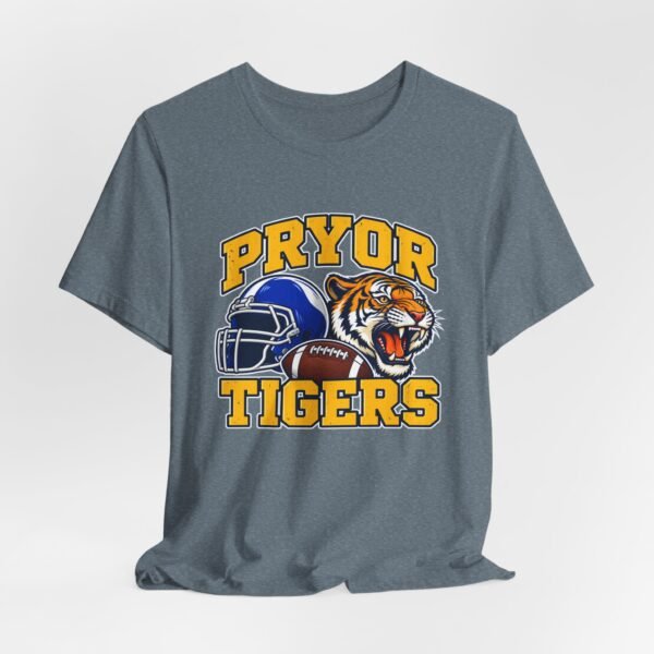 Pryor Tigers Football Tee — Vintage Helmet & Tiger Mascot