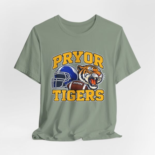 Pryor Tigers Football Tee — Vintage Helmet & Tiger Mascot