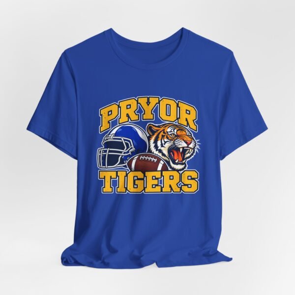 Pryor Tigers Football Tee — Vintage Helmet & Tiger Mascot