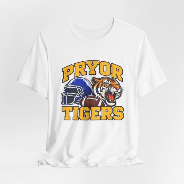 Pryor Tigers Football Tee — Vintage Helmet & Tiger Mascot