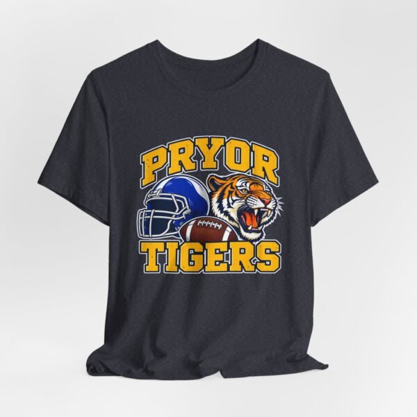 Pryor Tigers Football Tee — Vintage Helmet & Tiger Mascot