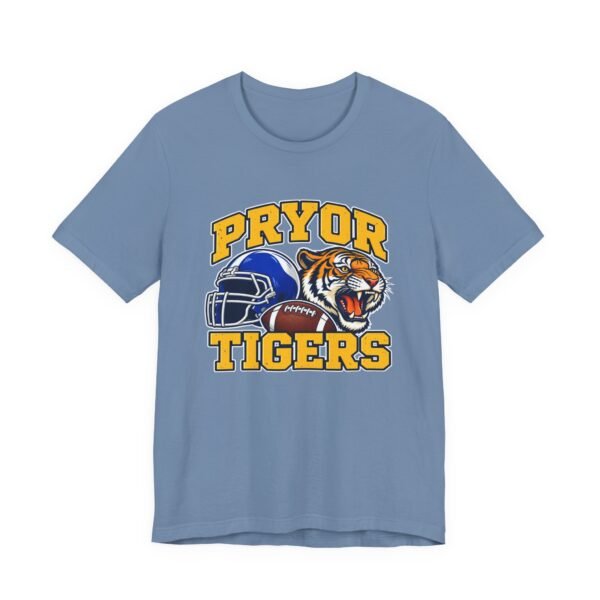 Pryor Tigers Football Tee — Vintage Helmet & Tiger Mascot
