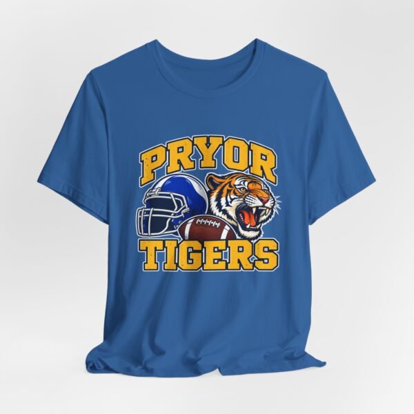 Pryor Tigers Football Tee — Vintage Helmet & Tiger Mascot