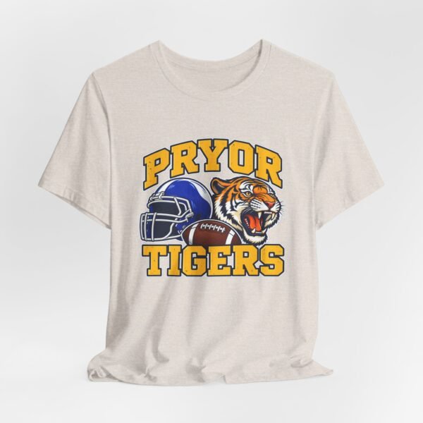 Pryor Tigers Football Tee — Vintage Helmet & Tiger Mascot
